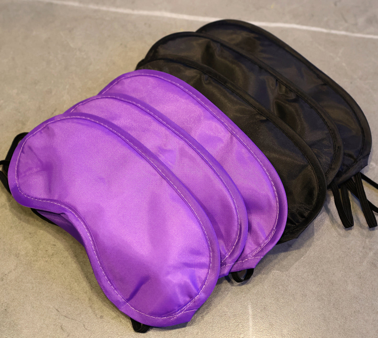 (Set of 6) RHINORO Sleep Eye Masks, Travel Rest Eyemasks, for Travel Nap Camping (More Colour Options Available) (Black*3 + Purple*3)